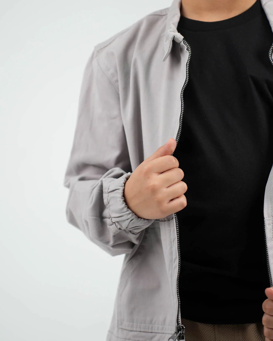 Zipper Plain Over Shirt - Image 5
