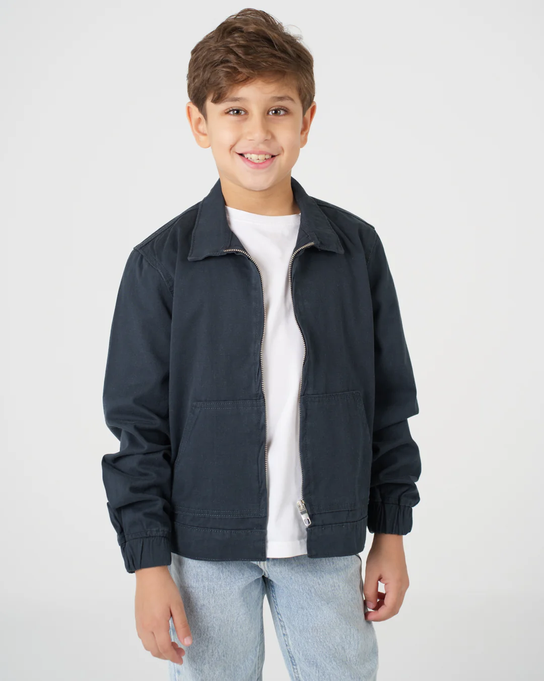Zipper Plain Over Shirt - Image 9